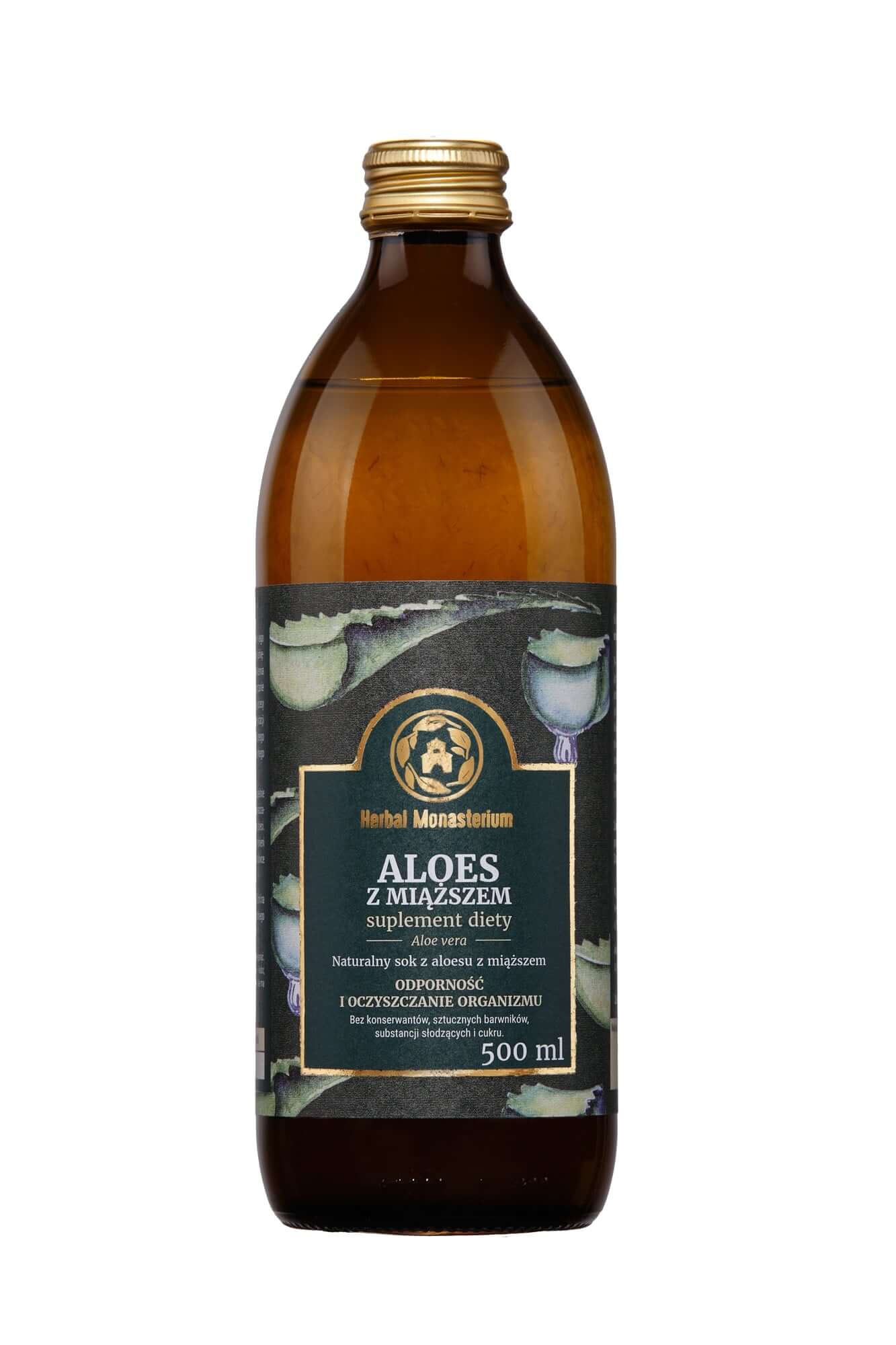 Herbal Monasterium Aloes z miąższem , sok z aloesem wspomagający oczyszczanie organizmu, 500 ml