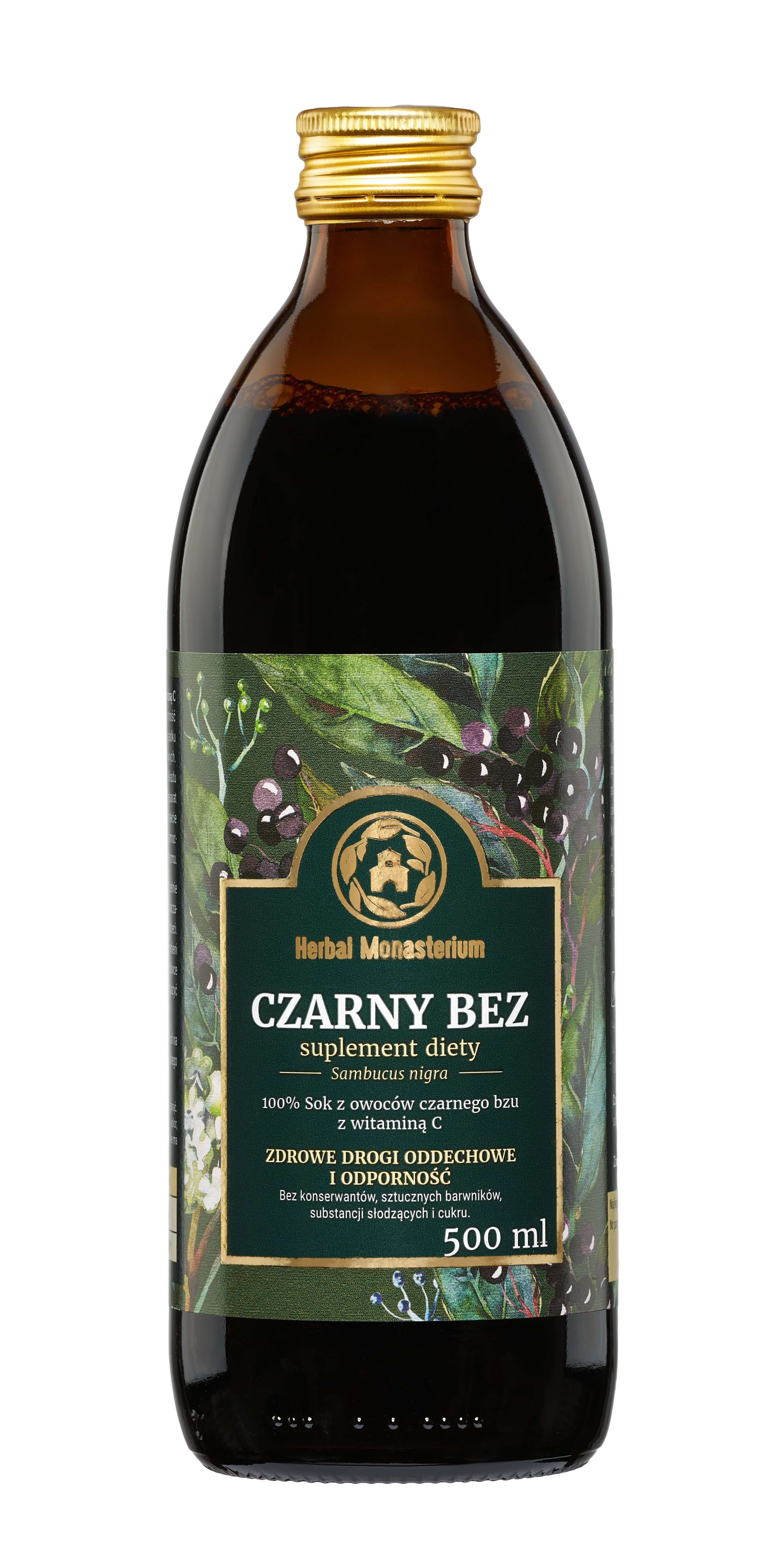 Herbal Monasterium Czarny  sok z czarnego bzu z witaminą C, 500 ml