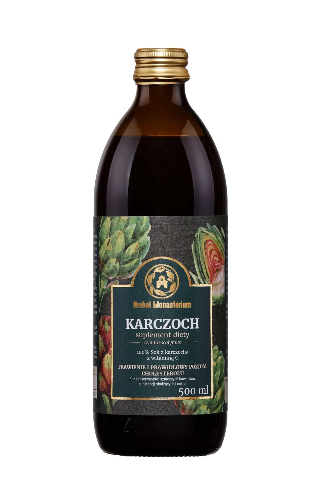 Herbal Monasterium Karczoch, sok z karczochiem wspomagający układ pokarmowy, 500 ml