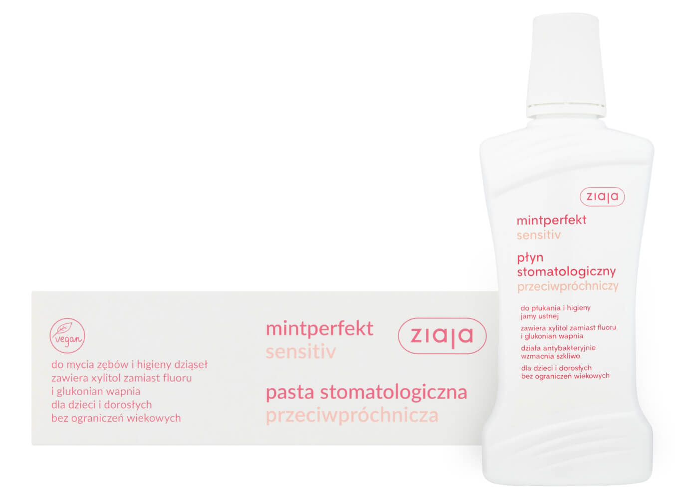 Ziaja Mintperfekt, zestaw: płyn stomatologiczny 500 ml + pasta stomatologiczna 75 ml