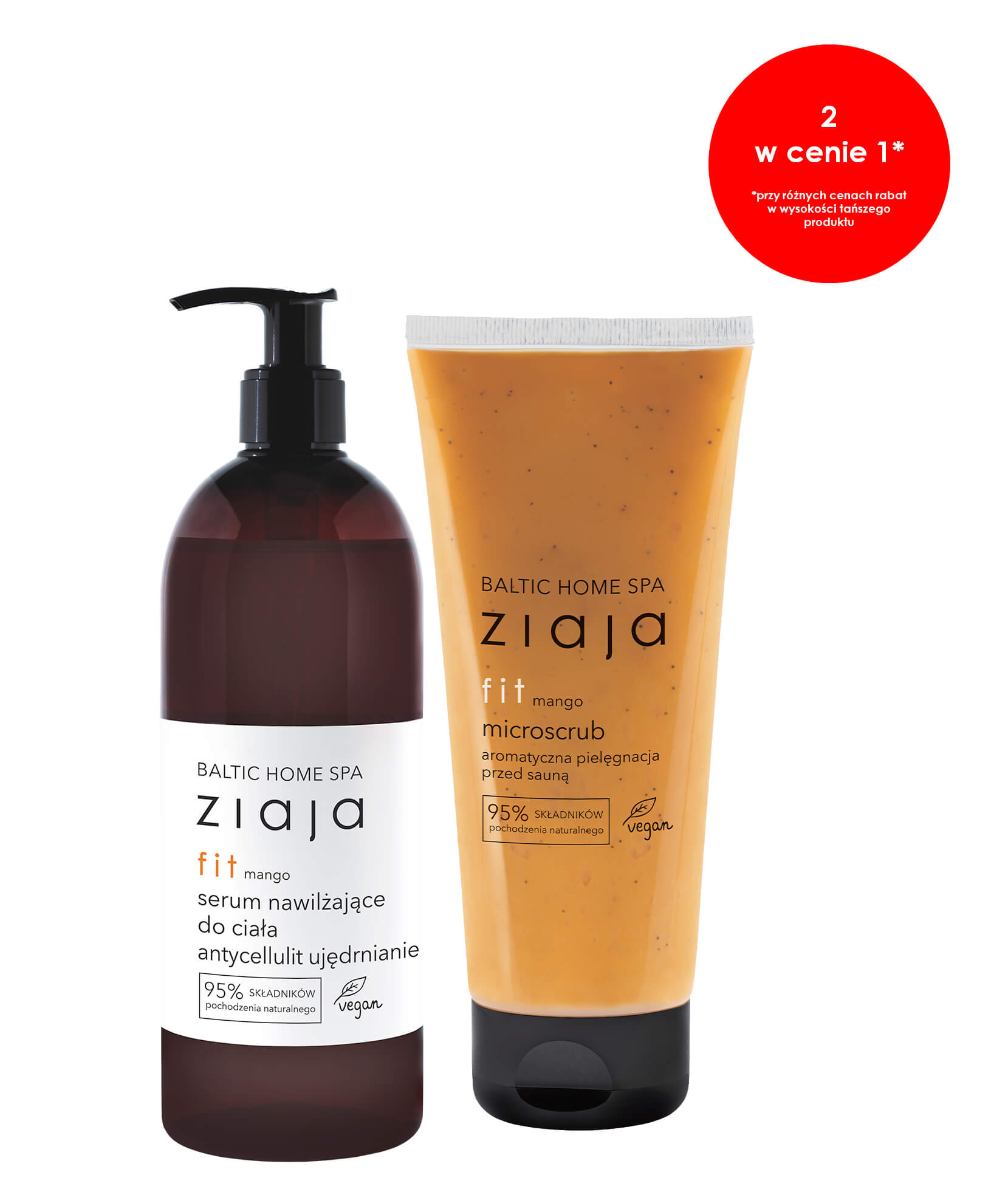 ZIAJA Ziaja BALTIC HOME SPA FIT, zestaw: serum nawilżające do ciała, 400 ml + microscrub przed sauną, 190 ml
