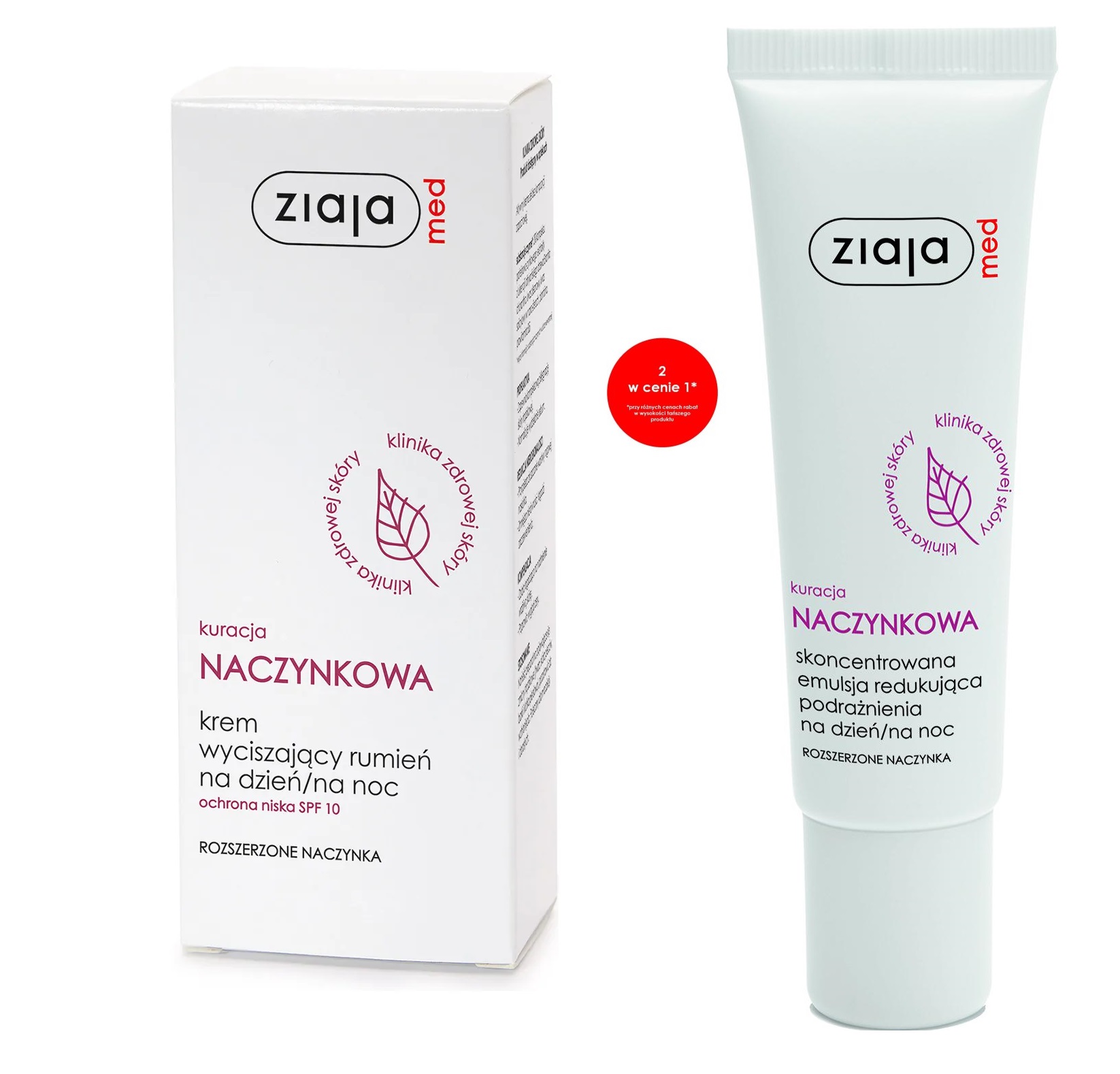 ZIAJA Ziaja Med Kuracja Naczynkowa, zestaw krem wyciszający rumień  50ml + emulsja 30ml — Inhaltsstoffe i ocena