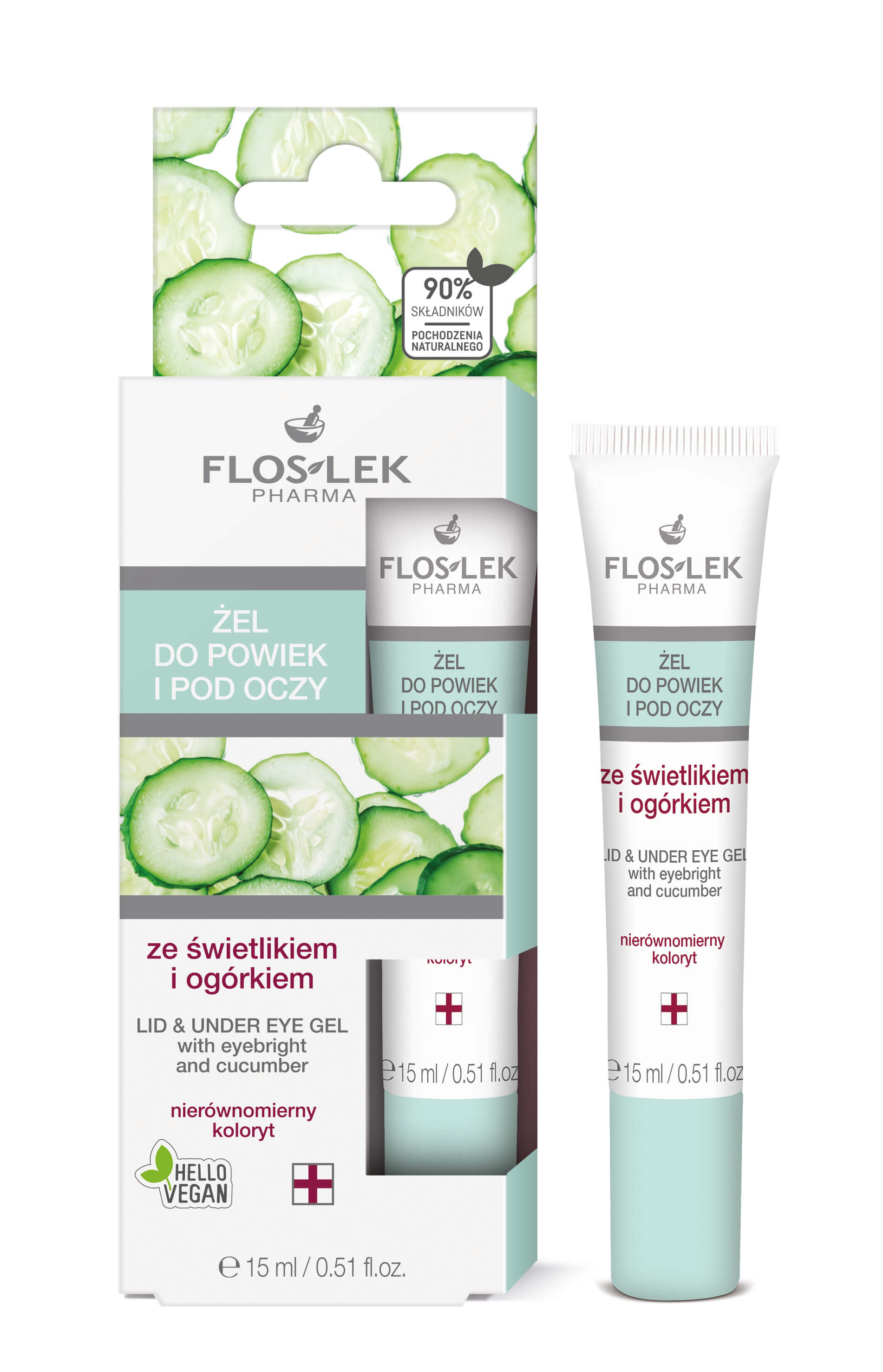 Flos-Lek Żel do powiek i pod oczy  ze świetlikiem i ogórkiem, 15 ml