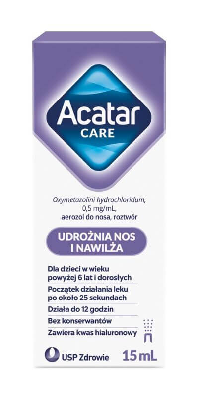 Acatar Care  aerozol do nosa, roztwór udrażniający i nawilżający nos, 15 ml 