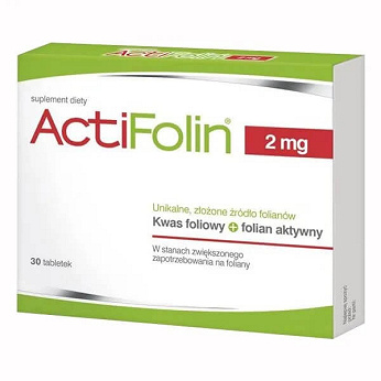 ActiFolin 2 mg , tabletki z kwasem foliowym i folianem aktywnym, 30 szt.