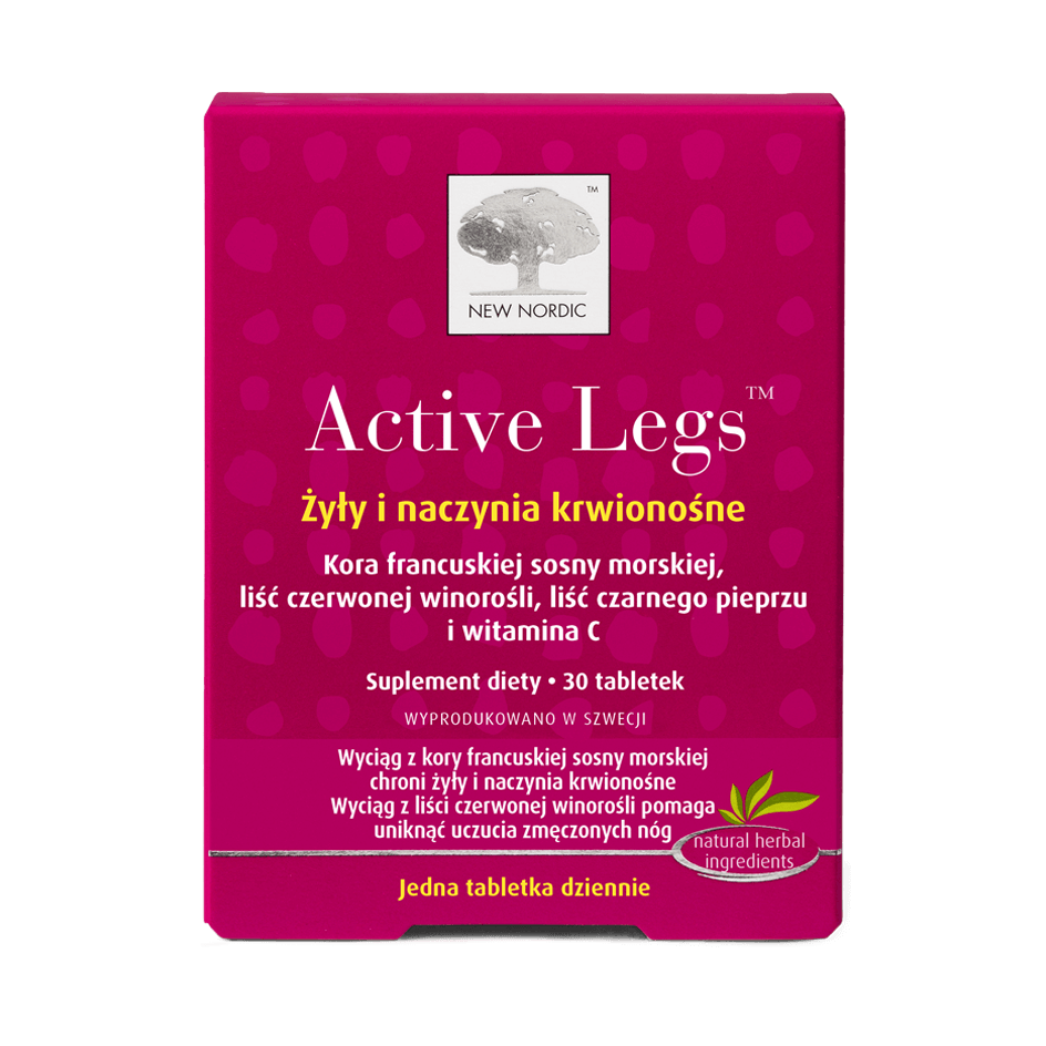 Active Legs  tabletki ze składnikami wspierającymi żyły i naczynia krwionośne, 30 szt.