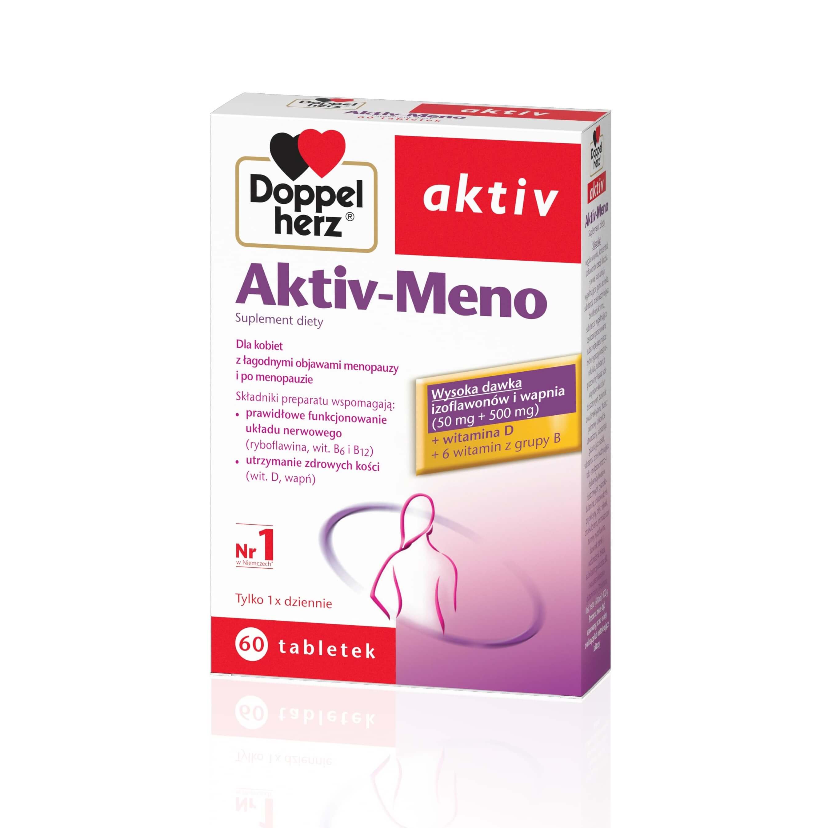 Doppelherz  Aktiv-Meno  kapsułki ze składnikami dla kobiet z łagodnymi objawami menopauzy, 60 szt. 