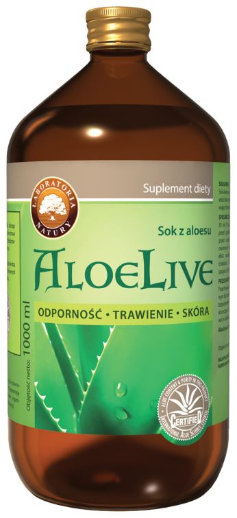 AloeLive , sok z aloesu wspomagający trawienie, odpornoś, wygląd skóry, 1 l