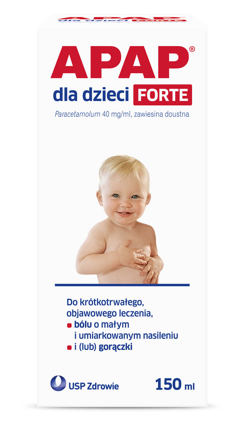 Apap dla dzieci Forte, zawiesina doustna dla dzieci o działaniu przeciwgorączkowym, 150 ml