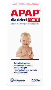 Apap dla dzieci Forte, zawiesina doustna dla dzieci o działaniu przeciwgorączkowym, 150 ml