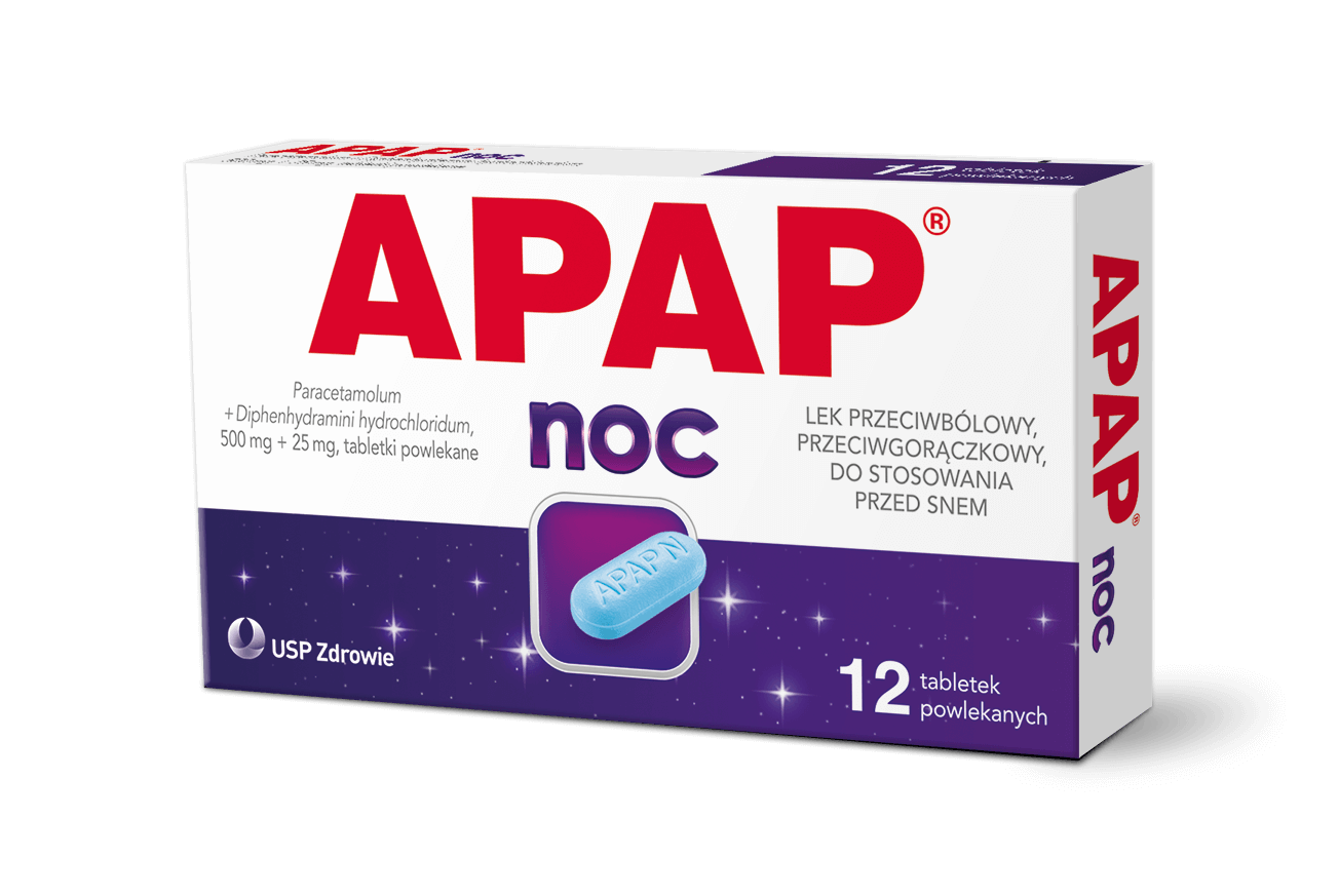 Apap Noc   tabletki o działaniu przeciwbólowym i przeciwgorączkowym, 12 szt.