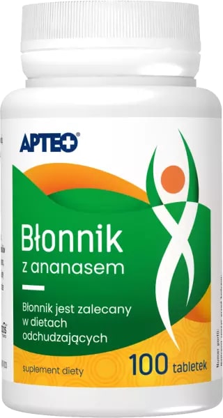Błonnik z ananasem APTEO, tabletki zalecane w dietach odchudzających, 100 szt.