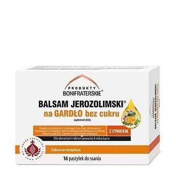 Balsam Jerozolimski, pastylki do ssania na gardło, bez cukru, 16 szt.