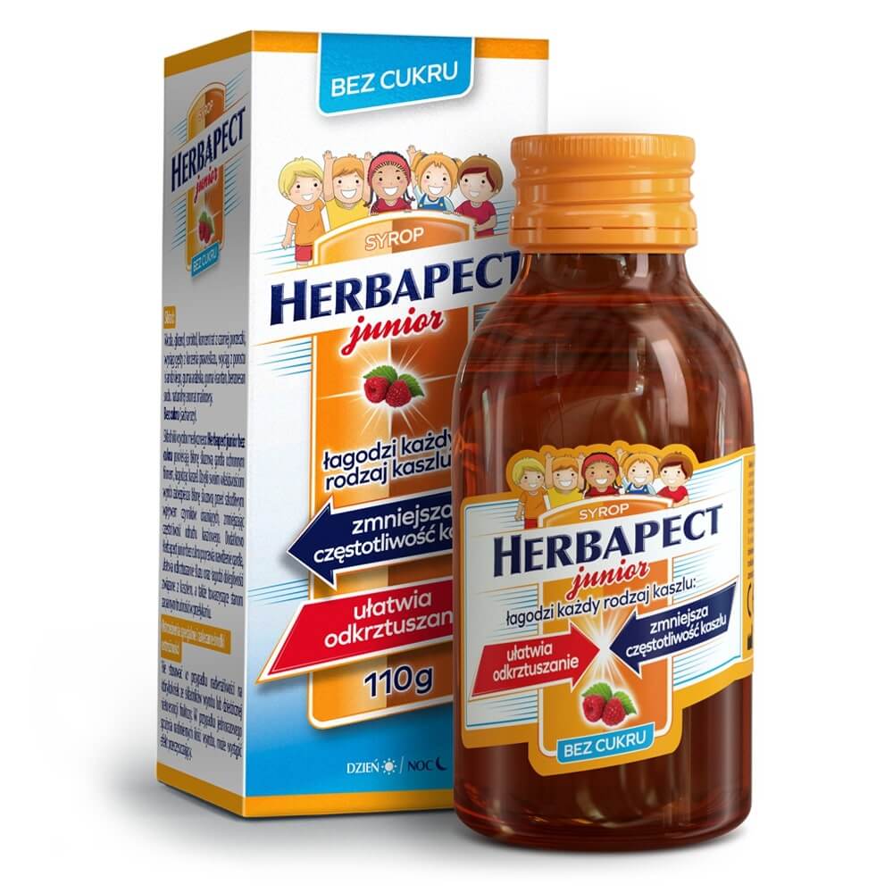Herbapect Junior syrop ułatwiający odkrztuszanie dla dzieci bez cukru, 110 g