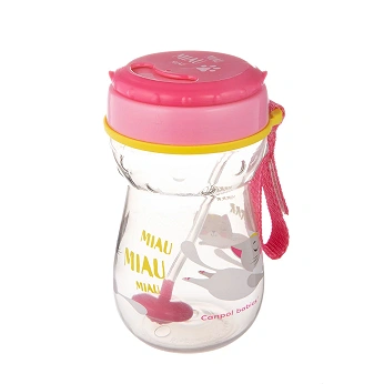 Canpol Babies, Bidon ze składaną rurką silikonową z odważnikiem 350ml KOTEK, 1 szt.