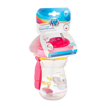 Canpol Babies, Bidon ze składaną rurką silikonową z odważnikiem 350ml KOTEK, 1 szt.