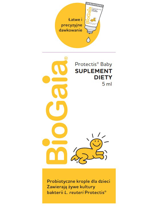 BioGaia Protectis Baby, krople doustne zawierające żywe kultury bakterii, tubka 5 ml