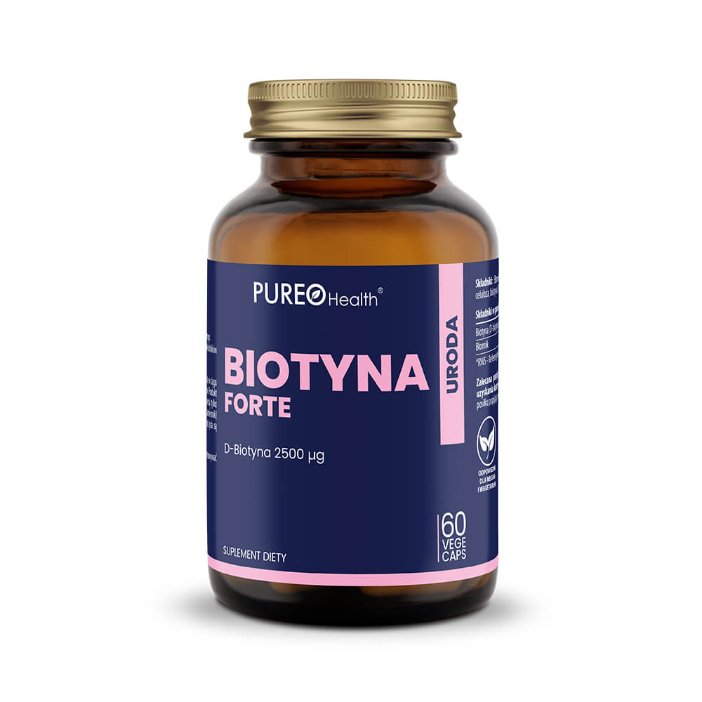 PUREO Health Biotyna Forte kapsułki ze składnikami wspomagającymi włosy i skórę, 60 szt.