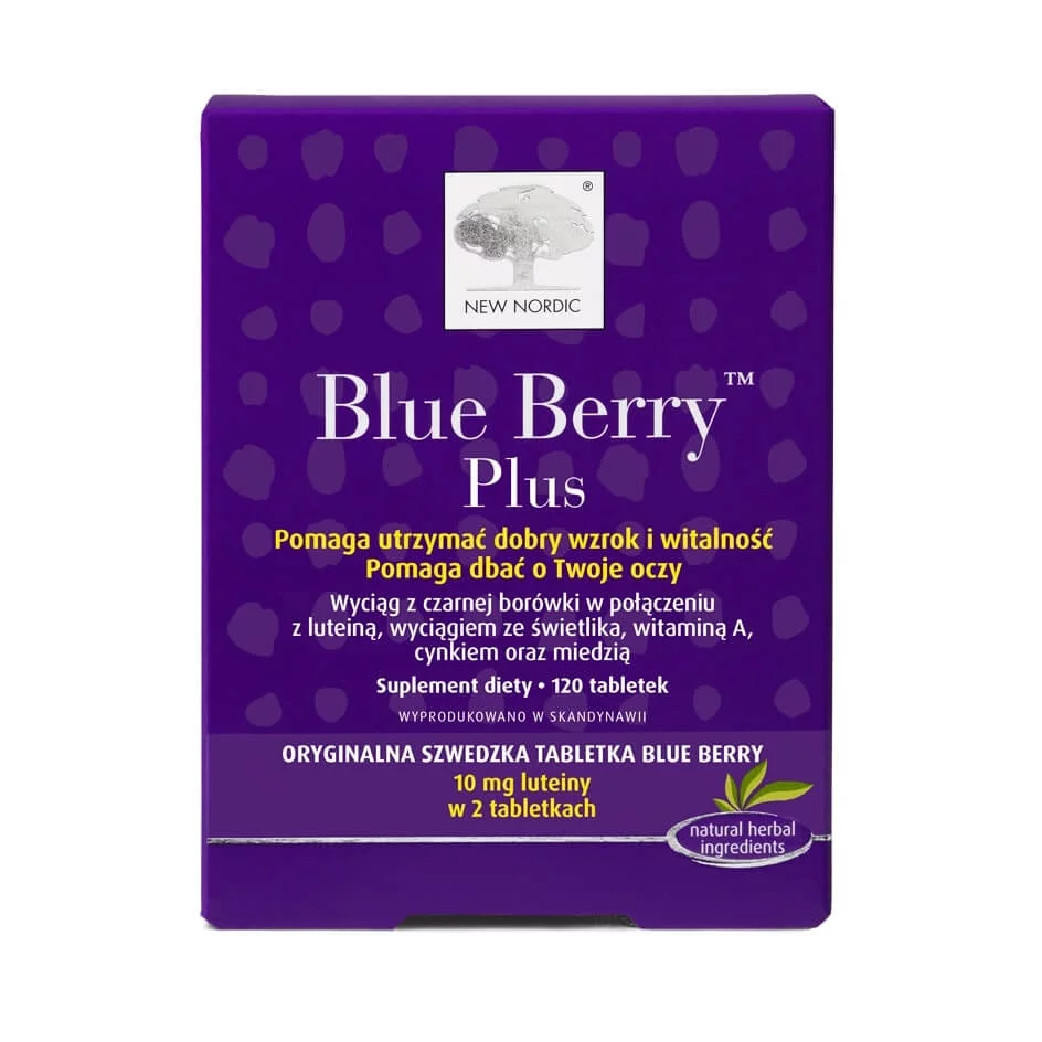 Blue Berry Plus, tabletki ze składnikami wspomagającymi utrzymać dobry wzrok, 120 szt.