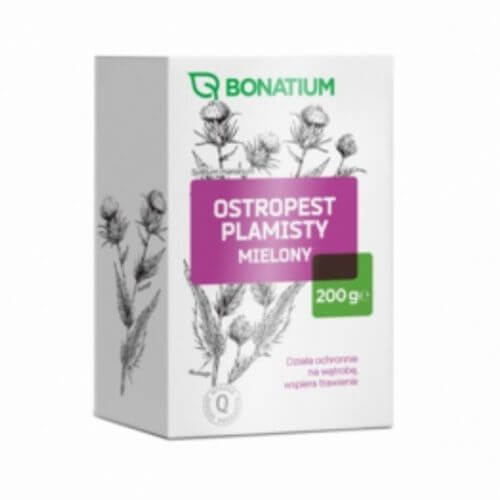 Bonatium Ostropest Plamisty Mielony, zioła  wspomagające wątrobę, 200 g