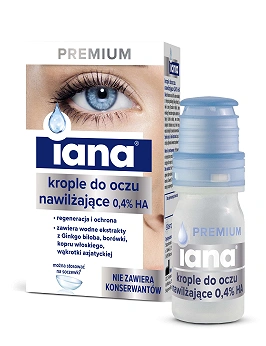 IANA PREMIUM, krople do oczu nawilżające 0,4% HA, 10 ml