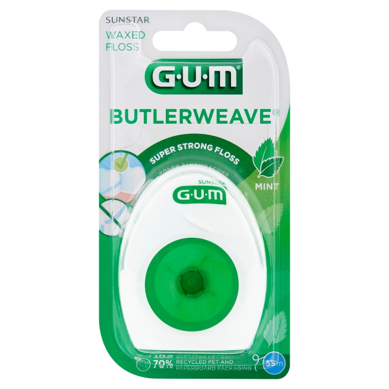 SUNSTAR GUM BUTLERWEAVE, woskowana miętowa nić dentystyczna 55 m, 1 szt.