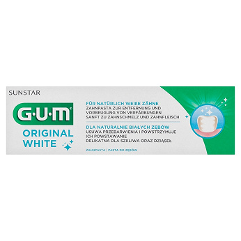SUNSTAR GUM Original White, pasta do zębów wybielająca, 75 ml