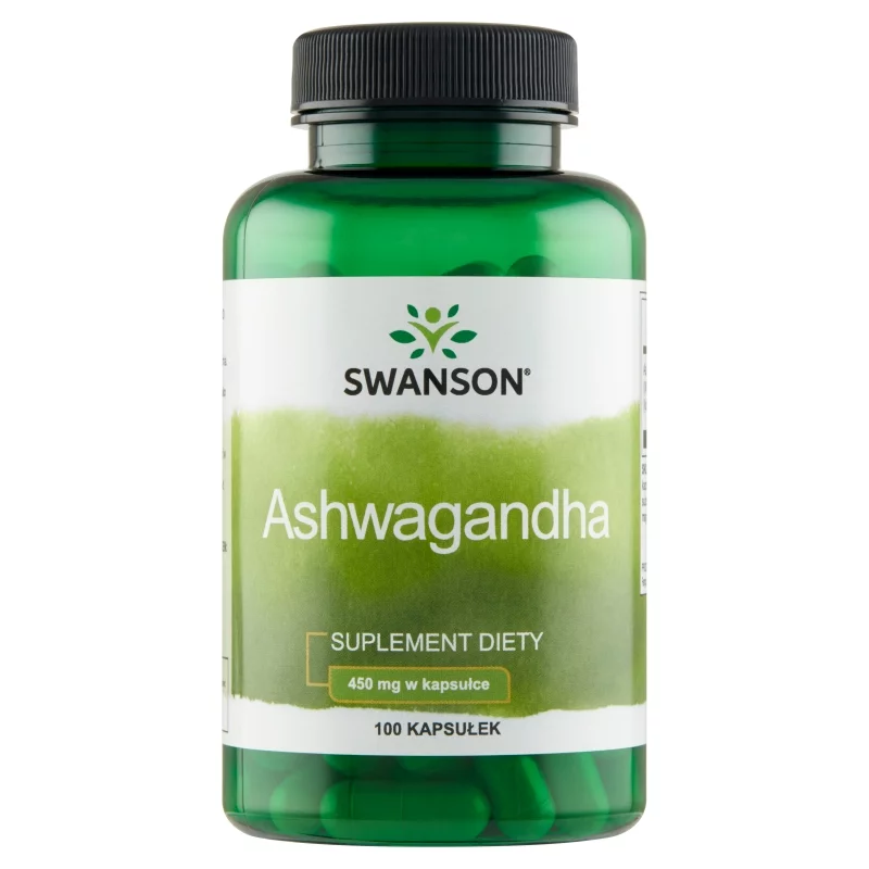 Swanson Ashwagandha 450 mg, kapsułki ze składnikami w okresach wzmożonego napięcia nerwowego, 100 szt.