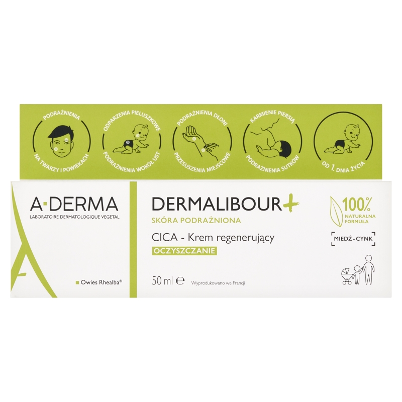 A-DERMA DERMALIBOUR +, krem regenerujący do skóry podrażnionej, 50 ml