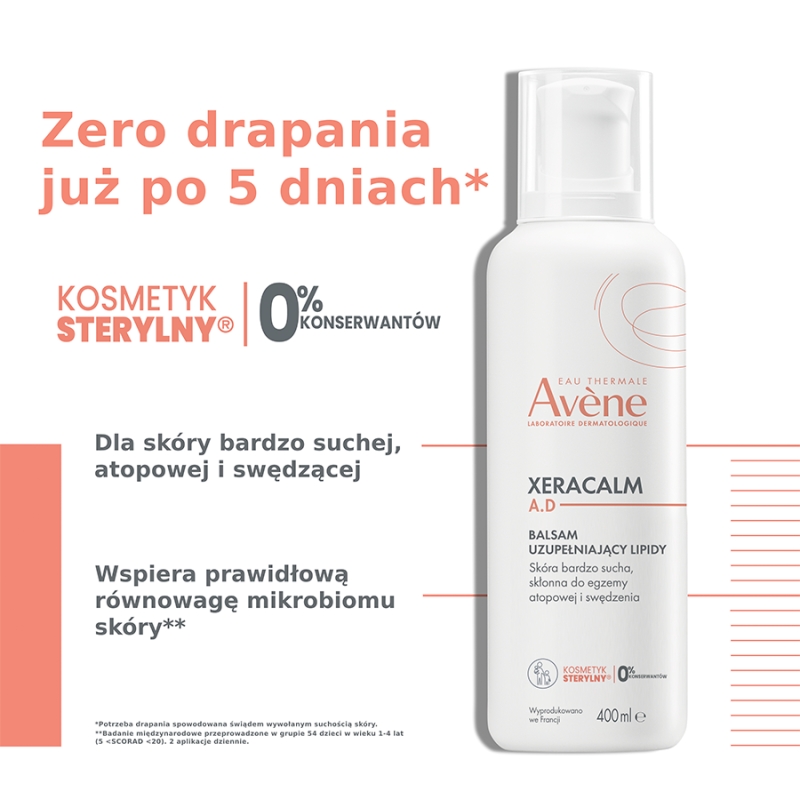 AVENE XERACALM A.D, balsam uzupełniający lipidy, 400 ml