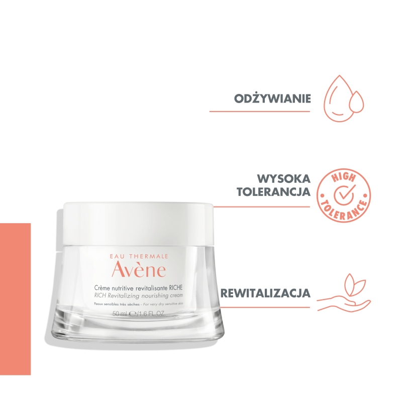 AVENE Eau Thermale Crème, krem rewitalizująco- odżywczy, 50 ml