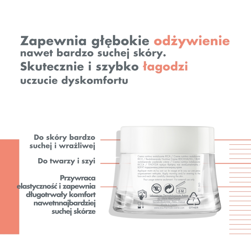 AVENE Eau Thermale Crème, krem rewitalizująco- odżywczy, 50 ml