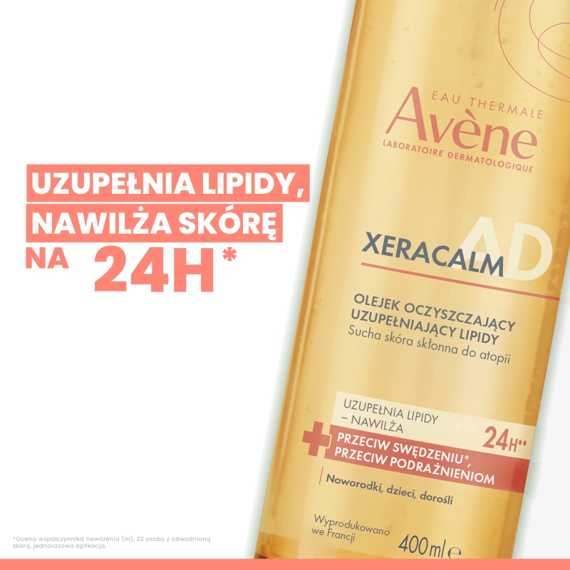 AVENE XERACALM A.D, uzupełniający lipidy olejek oczyszczający, 400 ml