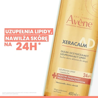 AVENE XERACALM A.D, uzupełniający lipidy olejek oczyszczający, 400 ml