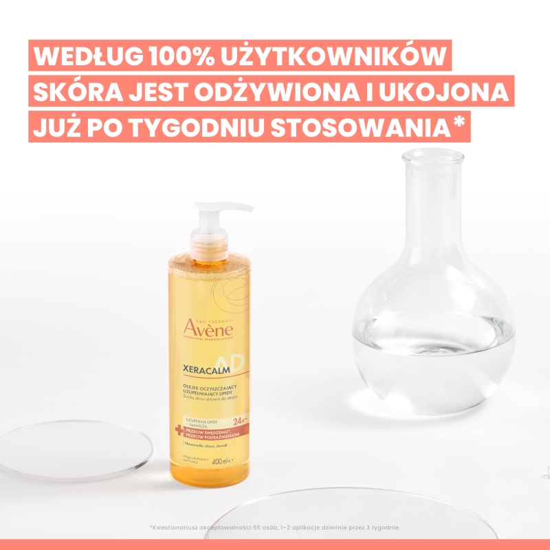 AVENE XERACALM A.D, uzupełniający lipidy olejek oczyszczający, 400 ml