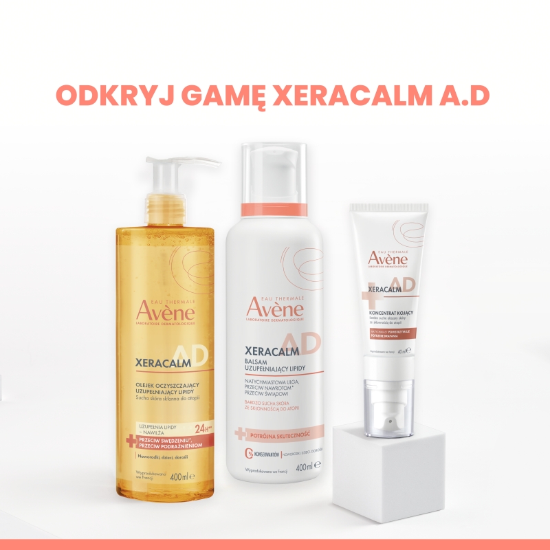 AVENE XERACALM A.D, uzupełniający lipidy olejek oczyszczający, 400 ml