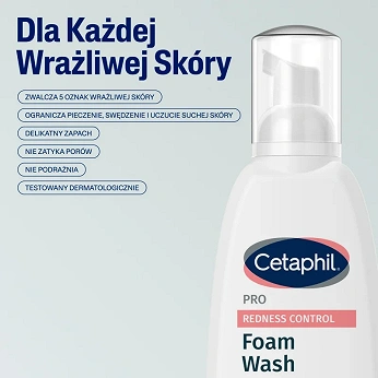 Cetaphil PRO Redness Control, pianka do mycia twarzy dla skóry wrażliwej i naczynkowej, 236 ml