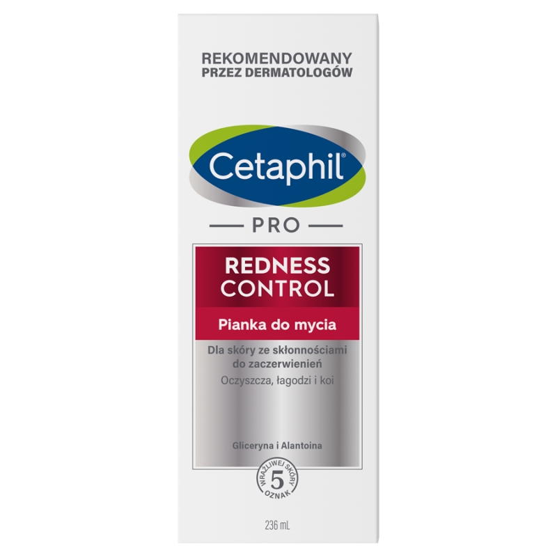 Cetaphil PRO Redness Control, pianka do mycia twarzy dla skóry wrażliwej i naczynkowej, 236 ml