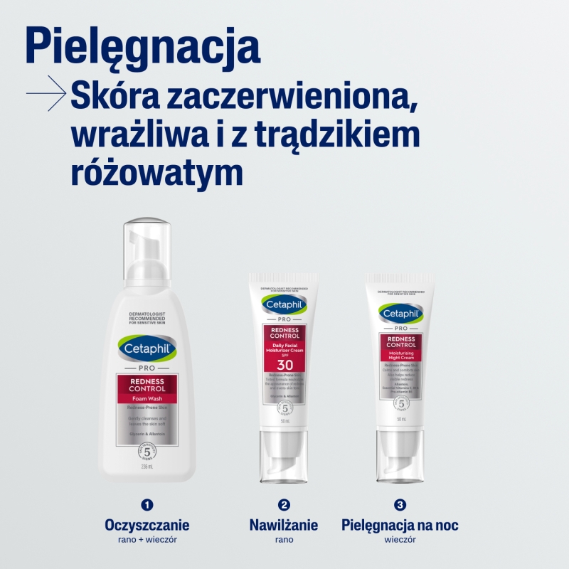 Cetaphil PRO Redness Control, krem nawilżający do twarzy dla skóry wrażliwej i naczynkowej, SPF 30, 50 ml