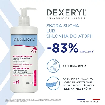 Dexeryl, krem myjący pod prysznic, 500 ml