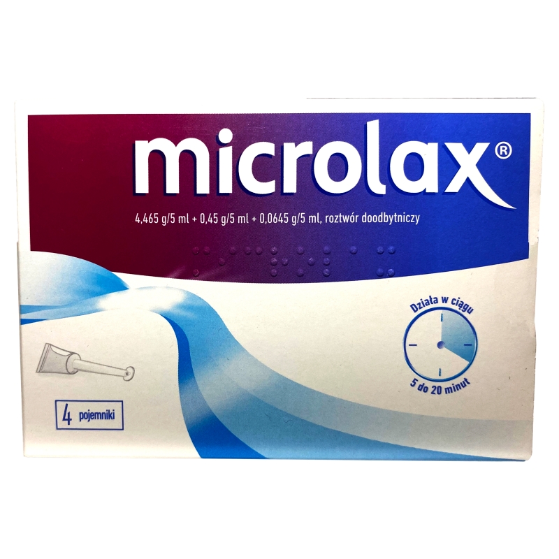Microlax, wlew doodbytniczy o działaniu przeczyszczającym, 5 ml x 4