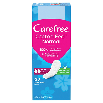 Carefree Cotton Feel Normal, wkładki higieniczne o zapachu aloesowym, 20 szt.