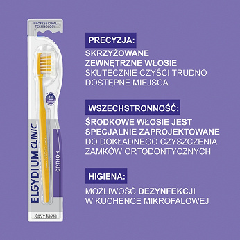 Elgydium Clinic Ortho-X, ortodontyczna szczoteczka do zębów, 1 szt.