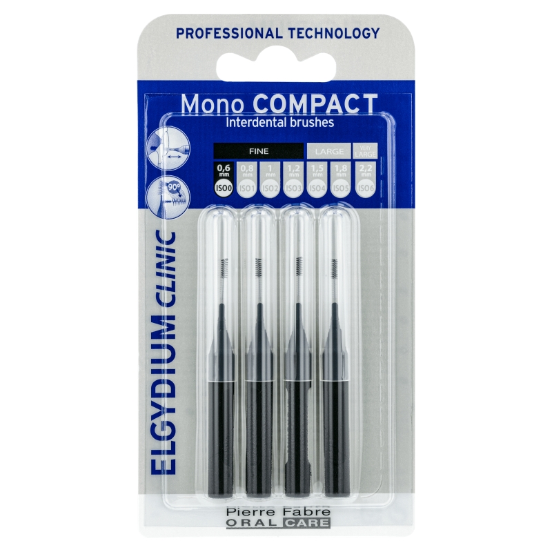Elgydium Clinic Mono Compact 0 szczoteczka międzyzębowa, czarna, 4 szt.