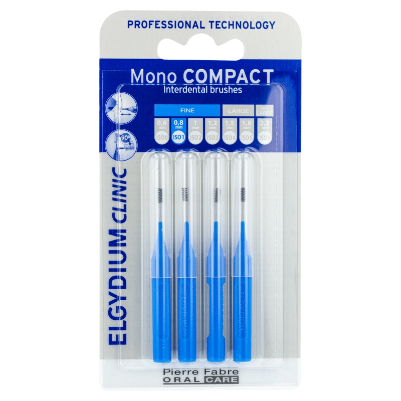 Elgydium Clinic Mono Compact 1  szczoteczki do przestrzeni międzyzębowych, niebieskie, 4 szt.