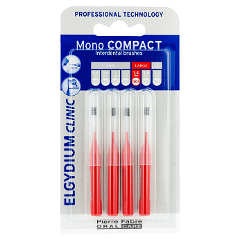 Elgydium Clinic Mono Compact 4, szczoteczki międzyzębowe czerwone, 4 szt.