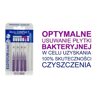 Elgydium Clinic Mono Compact 5, szczoteczki międzyzębowe, purpurowe, 4 szt.