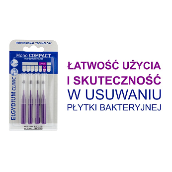 Elgydium Clinic Mono Compact 5, szczoteczki międzyzębowe, purpurowe, 4 szt.