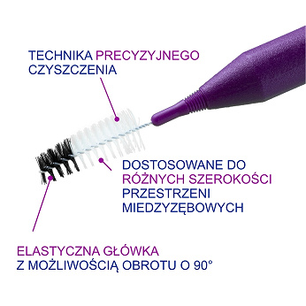 Elgydium Clinic Mono Compact 5, szczoteczki międzyzębowe, purpurowe, 4 szt.