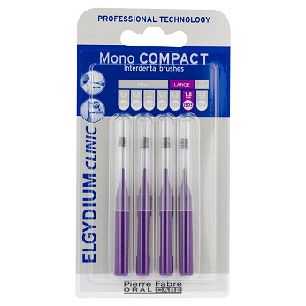 Elgydium Clinic Mono Compact 5, szczoteczki międzyzębowe, purpurowe, 4 szt.